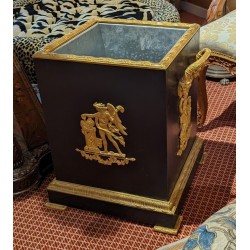 Square metal and bronze planter