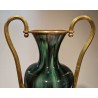 Iridescent porcelain vase with brass fittings