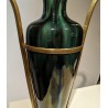 Iridescent porcelain vase with brass fittings