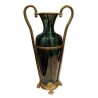 Iridescent porcelain vase with brass fittings