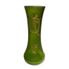Green glass vase with gold trim