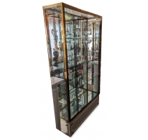 Vitrine en laiton 1 porte socle faux marbre