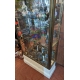 Vitrine en laiton 1 porte socle faux marbre