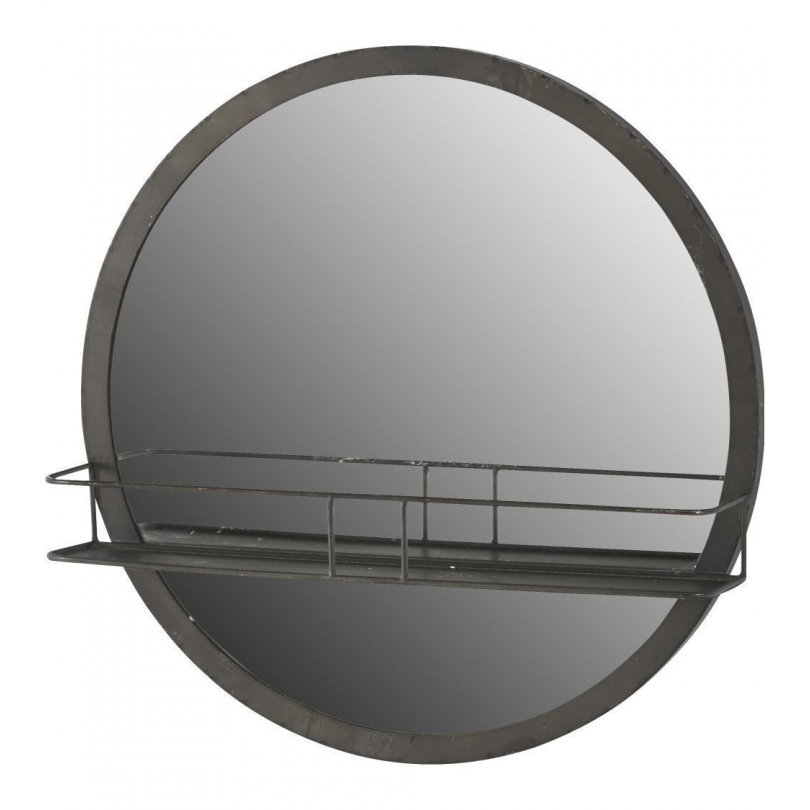 Miroir rond avec étagère