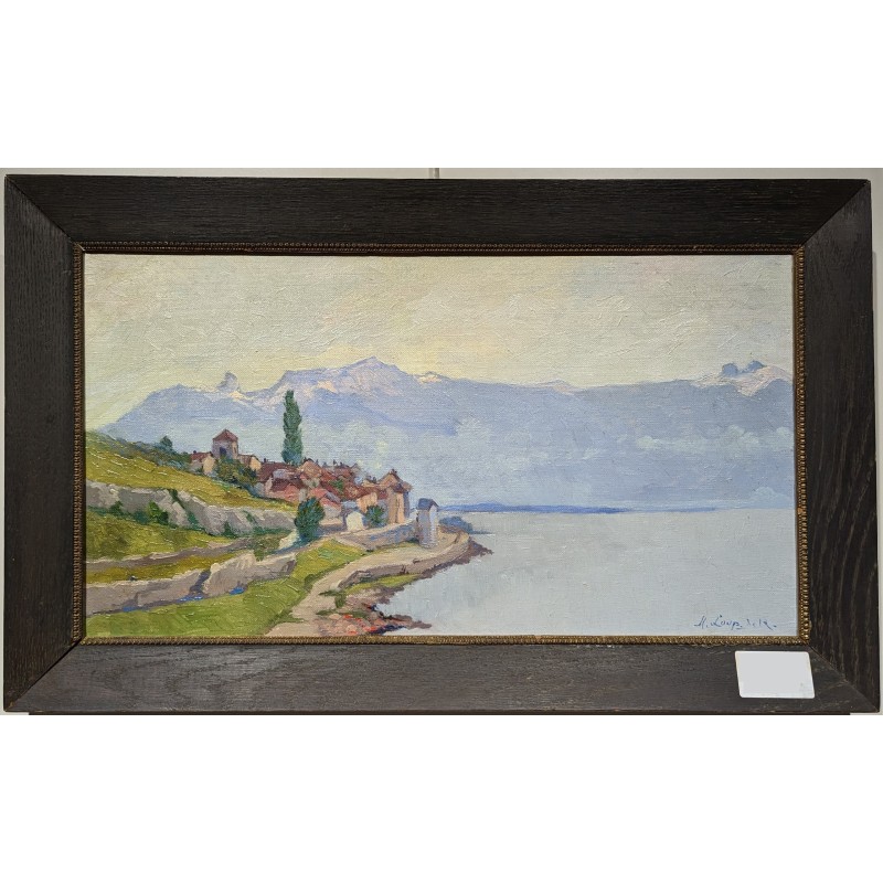 Tableau \"Lac à Vilette\" signé M. LOUP DE R.