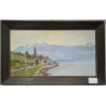 Tableau \"Lac à Vilette\" signé M. LOUP DE R.