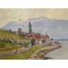 Tableau \"Lac à Vilette\" signé M. LOUP DE R.