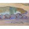 Tableau \"Lac à St-Prex\" signé M. LOUP DE R.