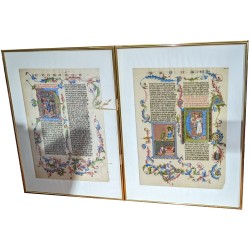 Paire de reproductions de pages de bible