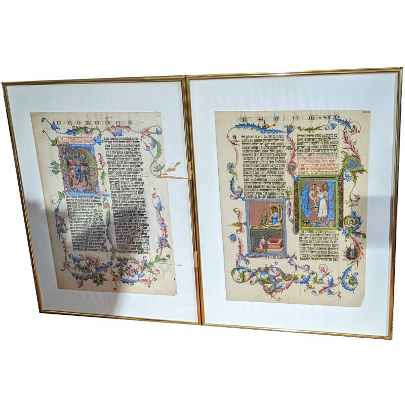 Paire de reproductions de pages de bible