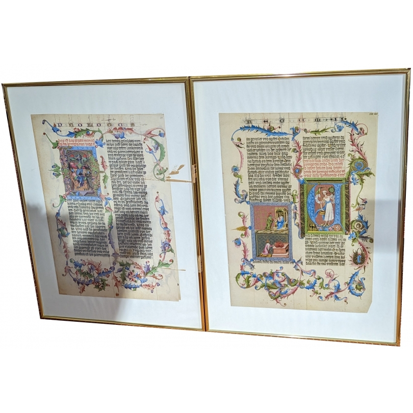 Paire de reproductions de pages de bible