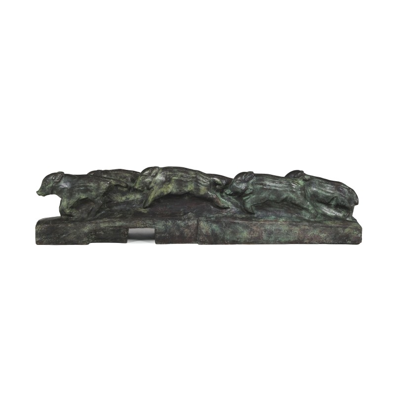 Bronze \"Six marcassins\" signée Robert HAINARD