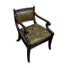 Fauteuil anglais en acajou et cuir vert