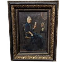 Tableau "Femme à la lécture" signé Mt EMPEYTA 37