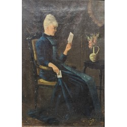 Tableau \"Femme à la lécture\" signé Mt EMPEYTA 37