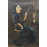 Tableau \"Femme à la lécture\" signé Mt EMPEYTA 37