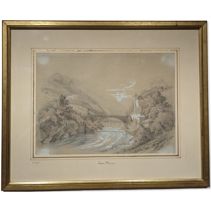 Dessin "Saint Maurice" signé E. LAFON