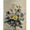 Aquarelle "Pensées" signée Emilie REINHART 1838
