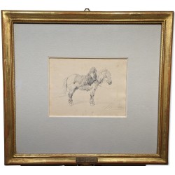 Dessin "Cheval" signé Th. FORT