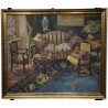 Tableau \"Scène d\'intérieur\" signé A. JACOBI