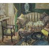 Tableau \"Scène d\'intérieur\" signé A. JACOBI