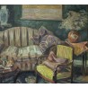 Tableau \"Scène d\'intérieur\" signé A. JACOBI