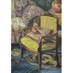 Tableau \"Scène d\'intérieur\" signé A. JACOBI