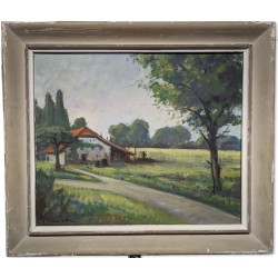 Tableau \"Ferme\" signé E. MARCEL STEBLER