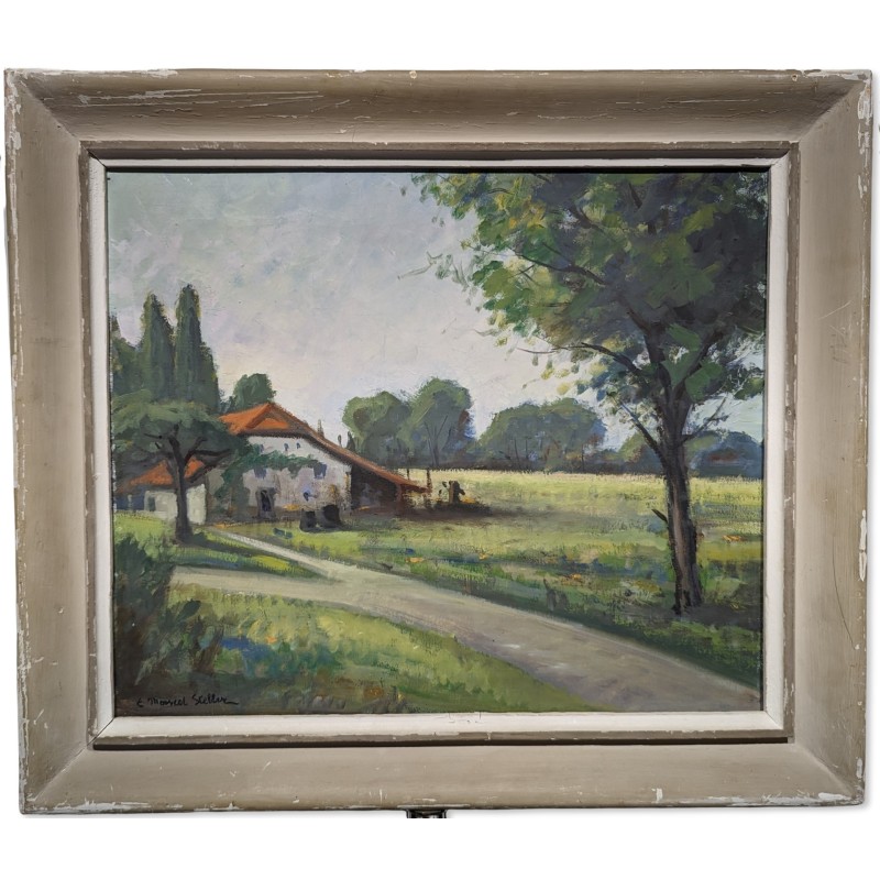 Tableau \"Ferme\" signé E. MARCEL STEBLER