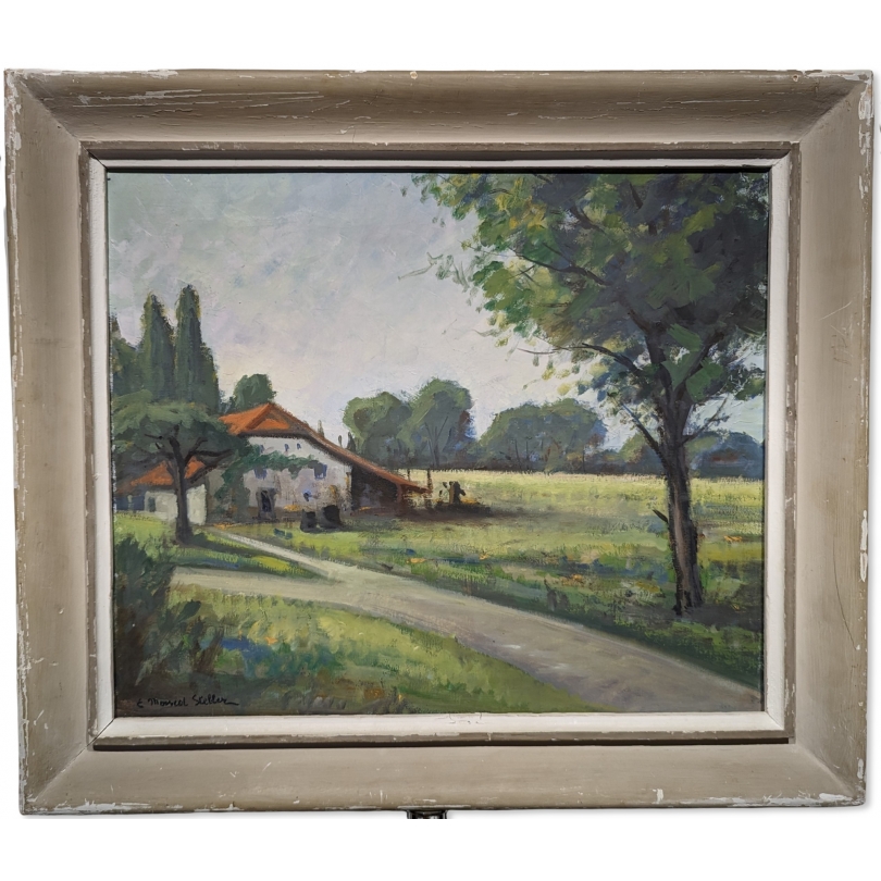 Tableau "Ferme" signé E. MARCEL STEBLER