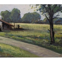Tableau \"Ferme\" signé E. MARCEL STEBLER