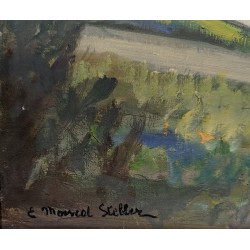 Tableau \"Ferme\" signé E. MARCEL STEBLER