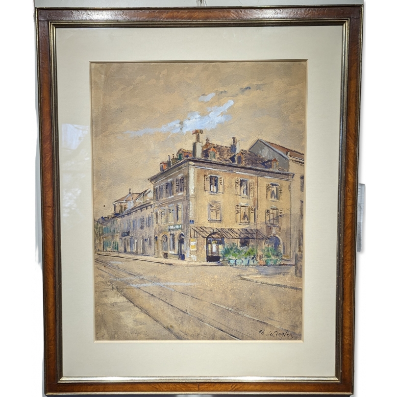 Gouache "Vieux-Carouge" signée Ch. DE ZIEGLER