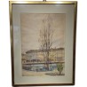 Gouache "Quai des Bergues" signée Ch. DE ZIEGLER