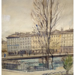 Gouache "Quai des Bergues" signée Ch. DE ZIEGLER