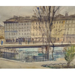 Gouache "Quai des Bergues" signée Ch. DE ZIEGLER