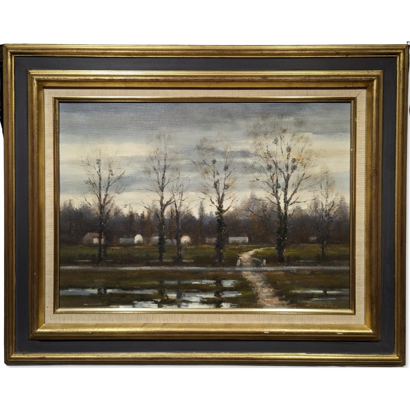 Tableau \"Campagne de Pinchat\" signée DELAPIERRE