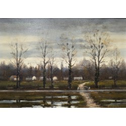 Tableau \"Campagne de Pinchat\" signée DELAPIERRE