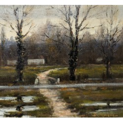 Tableau \"Campagne de Pinchat\" signée DELAPIERRE
