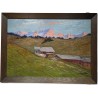 Tableau \"Chalets\" signé S. ROCHAT