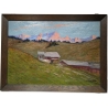Tableau "Chalets" signé S. ROCHAT