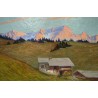 Tableau \"Chalets\" signé S. ROCHAT