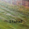 Tableau \"Chalets\" signé S. ROCHAT