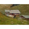 Tableau \"Chalets\" signé S. ROCHAT