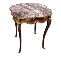 Guéridon style Louis XV dessus marbre rose