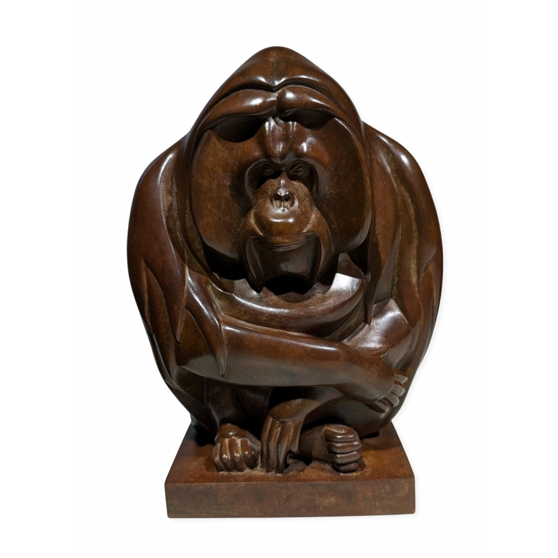 Bronze Orang-outan "Le sage" signé Y. LARSEN