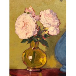 Tableau \"Deux Bouquets de fleurs\" signé P. BLÉGER