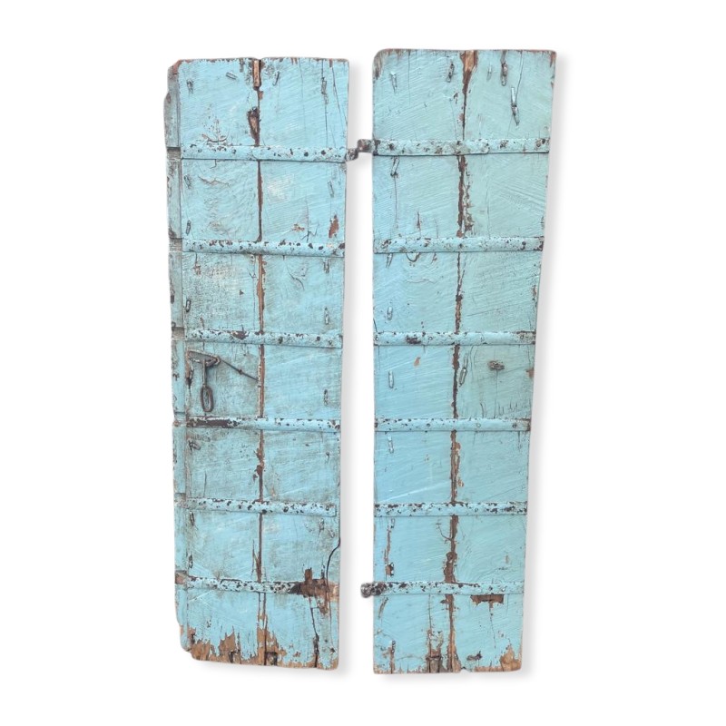 A pair of Indian doors painted blue