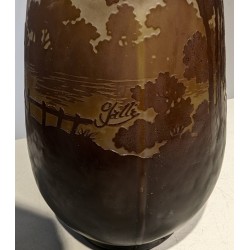 Vase ovoide Paysage signé GALLÉ