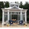 Winter garden made of white-painted galvanised steel